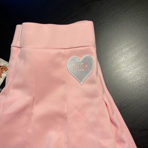 NWT Spencer's Light Pink Heart Set Bra Skirt & Socks Kawaii Outfit Size Small - Picture 2 of 6
